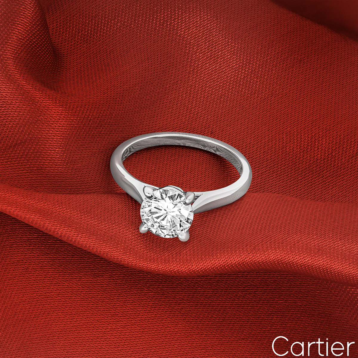 Cartier Platinum Round Brilliant Cut Diamond 1895 Solitaire Ring 1.54ct G/VS2